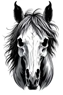horse head half horse skull half live horse face  tattoo design idea
