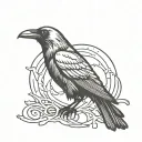 viking raven with a moon tattoo design idea