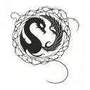 I want an inifnity dragon ouroboros tattoo with the Om and Yin Yang incorporated in a mystical way tattoo design idea