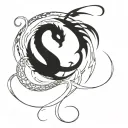 I want an inifnity dragon ouroboros tattoo with the Om and Yin Yang incorporated in a mystical way tattoo design idea