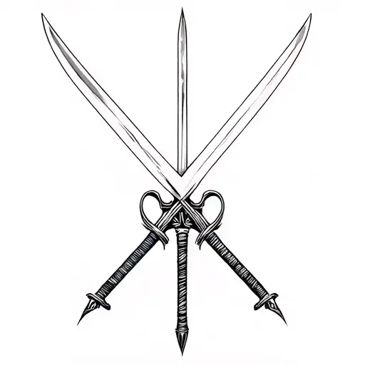 gladiator swords crossed tattoo design idea