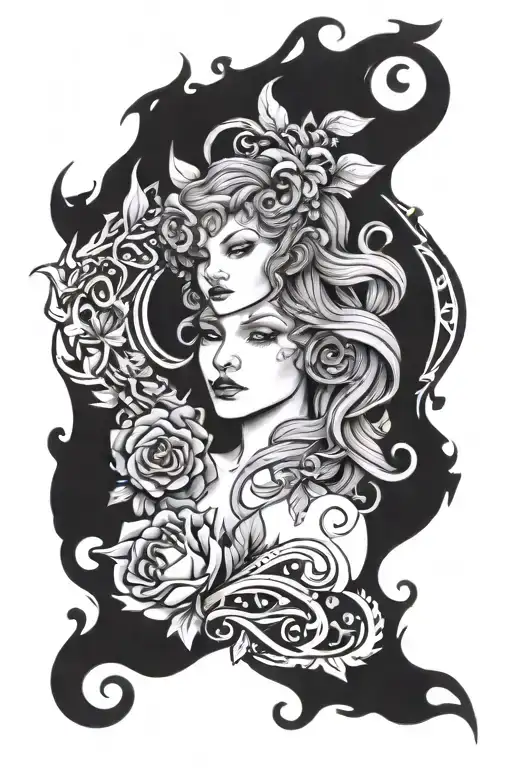beautiful  Lilith surrounded tattoo design idea