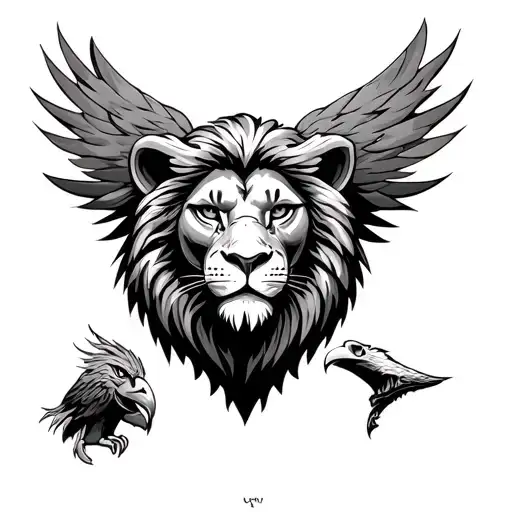 half eagle half lion tattoo design idea