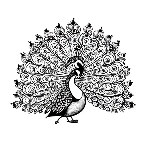 henna inspired patterns incorporating peacocks tattoo design idea