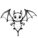 cute forward facing bat with spread wings tattoo design idea
