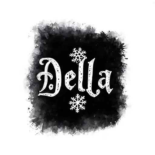 snowflakes spelling out Della tattoo design idea