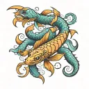 pisces and scorpion crawling tattoo design idea