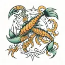 pisces and scorpion crawling tattoo design idea