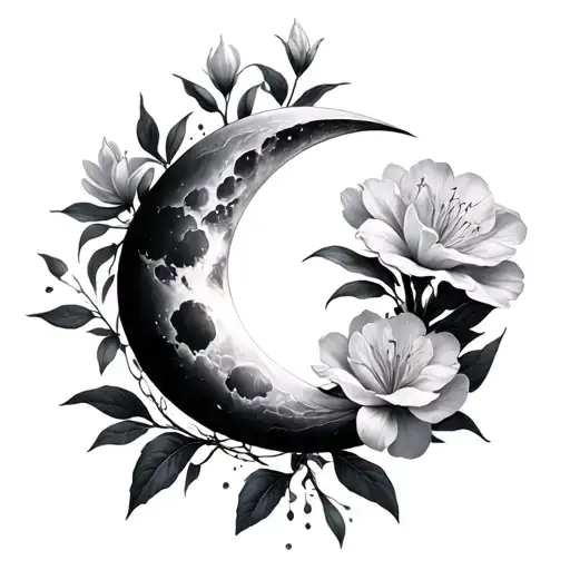Azalea moon merging together tattoo design idea