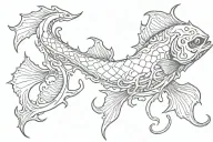 bone fish hook tattoo design idea