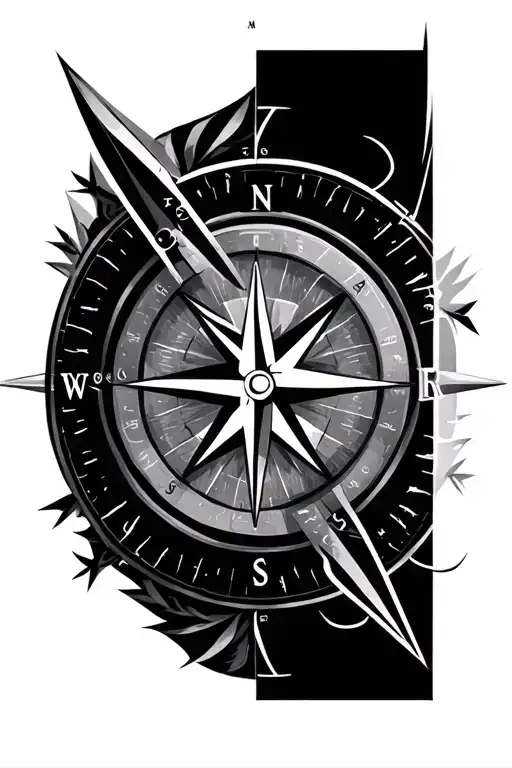 geometrical compass design incorporating elements tattoo design idea