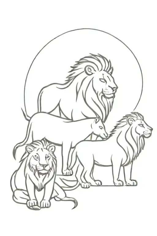 lion family 4 people tattoo design idea