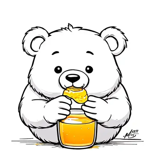 make a cartoon bear eating honey out a jar tattoo design idea
