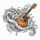 Guitar in a tornado inside tattoo design idea