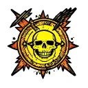 An ornament from the game cyberpunk 2077 in Chicano style tattoo design idea