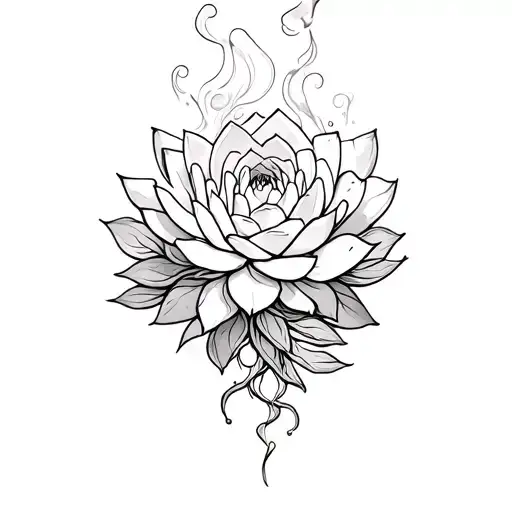 lots of smoke around a big succulent  tattoo design idea