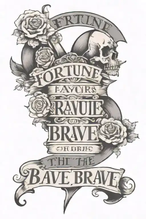 "fortune favours the brave" with cool text font  tattoo design idea