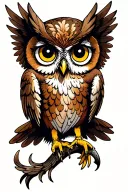 owl with big cute eyes and eagle wings tattoo design idea