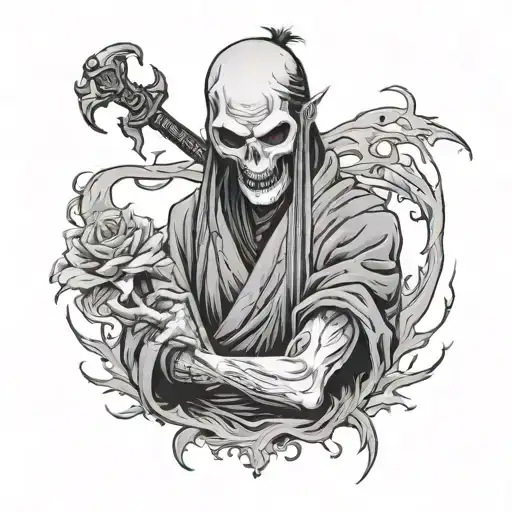 Shinigami holding an bleeding tattoo design idea