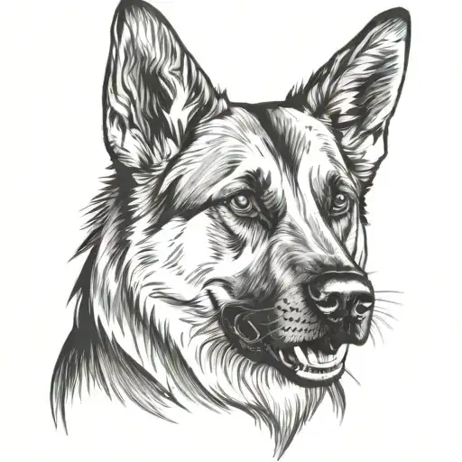 Skull german shepherd dog tattoo design idea