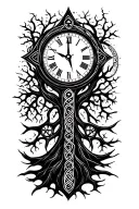 Clock , compass , tree , dna , celtic cross made tattoo design idea