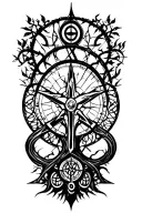 Clock , compass , tree , dna , celtic cross made tattoo design idea