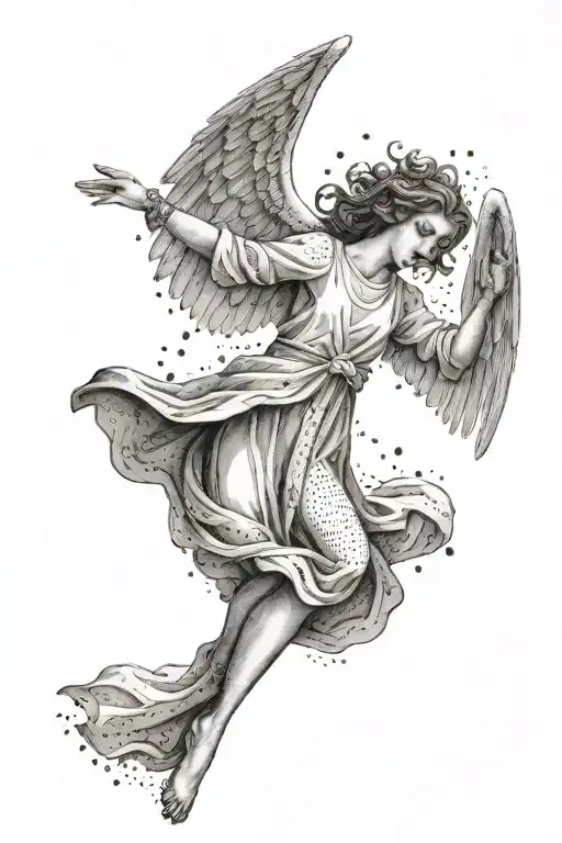 angel falling tattoo design idea