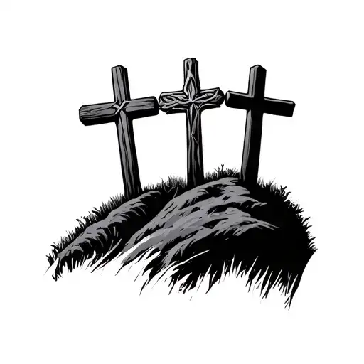 3 Crosses On Hill tattoo design idea