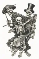 skeletons dancing and playing instruments tattoo design idea