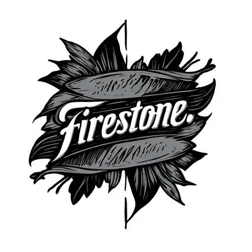 the word: Firestone. in thin cursive on inner arm right above the inner part of elbow with symetry lines on left side tattoo design idea