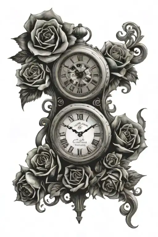 clock face reminder that the past shouldn't effect your future and memento mori into a full sleeve tattoo design idea