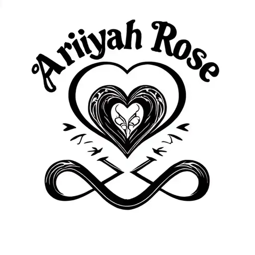 "Ariyah Rose" Heart, Infinity symbol, tattoo design idea