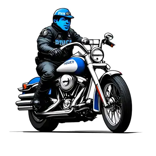 bluey riding a police road king motorcycle tattoo design idea