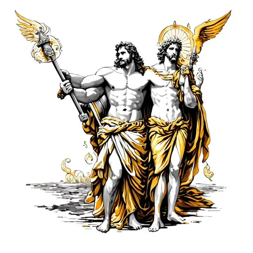 zeus hades and poseidon god Hermes tattoo design idea