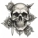 simple skull and crossed swords  tattoo design idea
