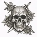 simple skull and crossed swords  tattoo design idea