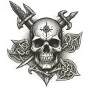 simple skull and crossed swords  tattoo design idea