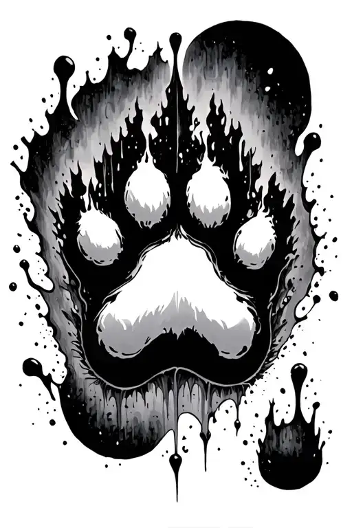 paw print surrounded by the void tattoo design idea