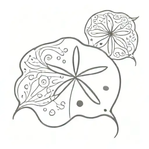 Incorporate a light breeze or stylized waves around the sand dollar, like a delicate filigree that follows its contours. tattoo design idea