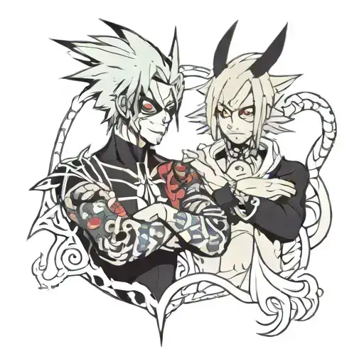 Death Devil and Minato Namikaze holding the tattoo design idea