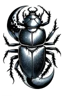 scarab beetle moon phases tattoo design idea