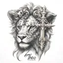 Theo, Christian cross, 2h28, surprise, lion, sagittarius, skull tattoo design idea