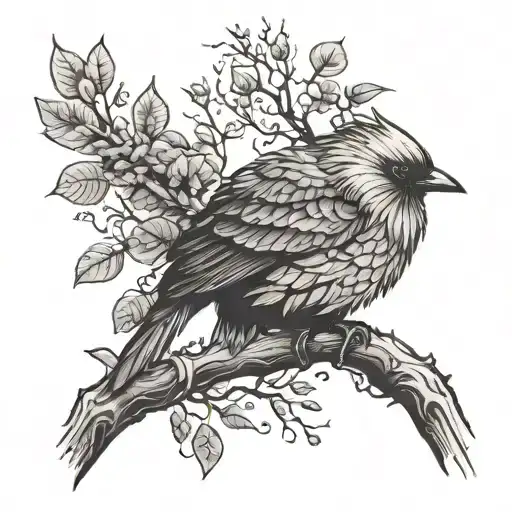 I never saw a wild thing sorry for itself bird branch  tattoo design idea