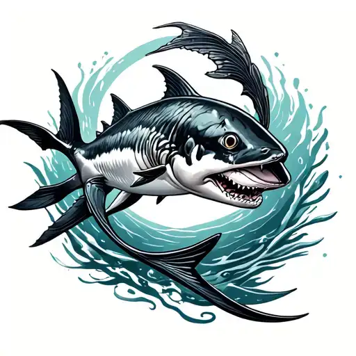 Pisces Shark tattoo design idea