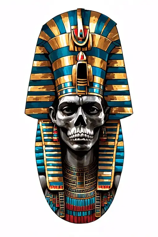 A Fusion Of Egyptian And Inka Symbolism, Featuring God Osiris And easterisland skull  tattoo design idea