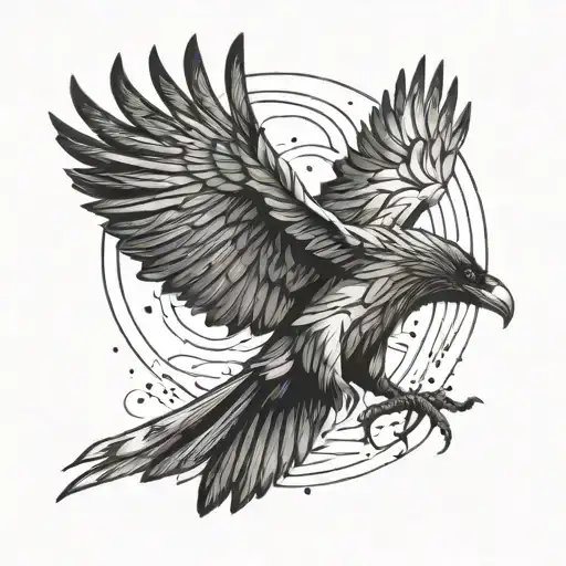 a raven with outstretched wings from the rain tattoo design idea