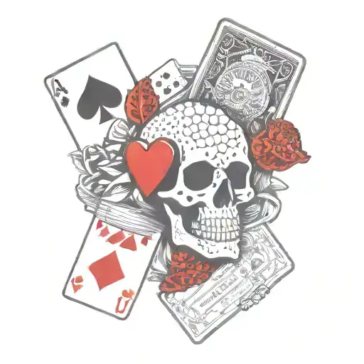 dice, casino, cards, skull, revolver,western tattoo design idea
