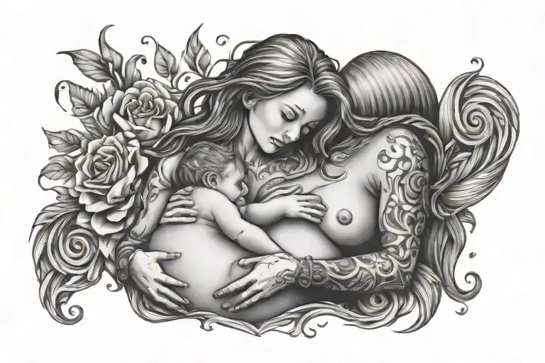 female breastfeeding stronger than tattoo design idea