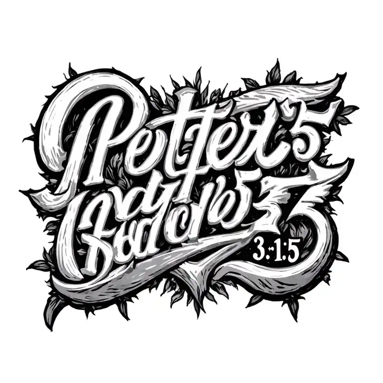 1 Peter 3:15 as a lettering over the left chest in rustic and striking writing tattoo design idea