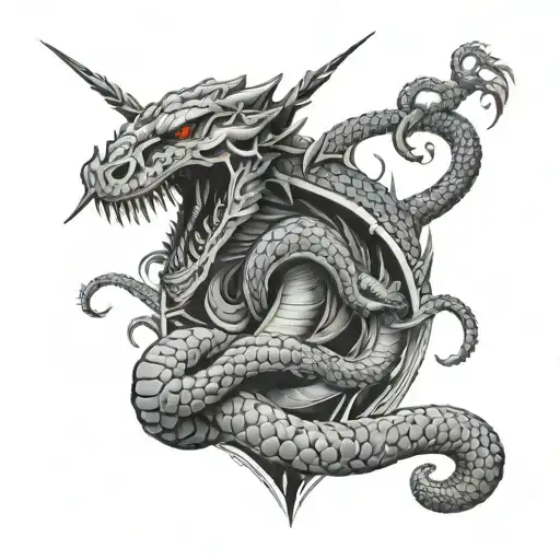 crusaders killing hydra snake tattoo design idea